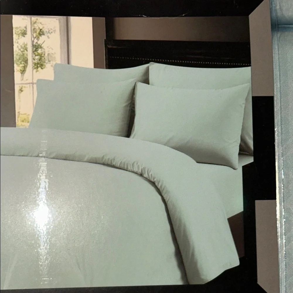 Traditional At Home Full 6pc Sheet Set Baby Blue Embossed Greek Key Print